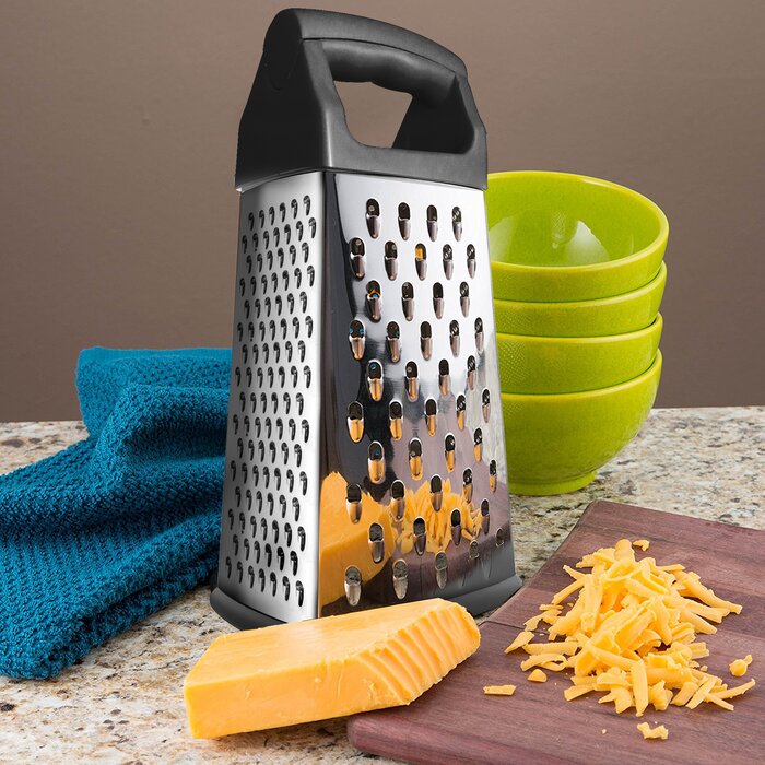 Bene Casa Hand Held%2C 4 Way Grater%2C Stainless Steel Blade Grater%2C Comfort Handle Grater%2C Easy To Use%2C 4 Cut Grater For Cheese%2C Fruit And More 